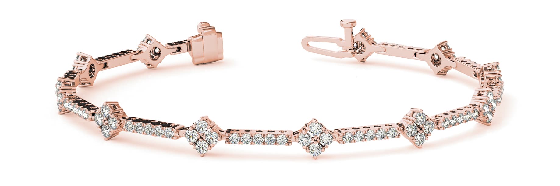 Stone Cluster And Bar Bracelet (1.29 ct. tw.), Front view in rose gold