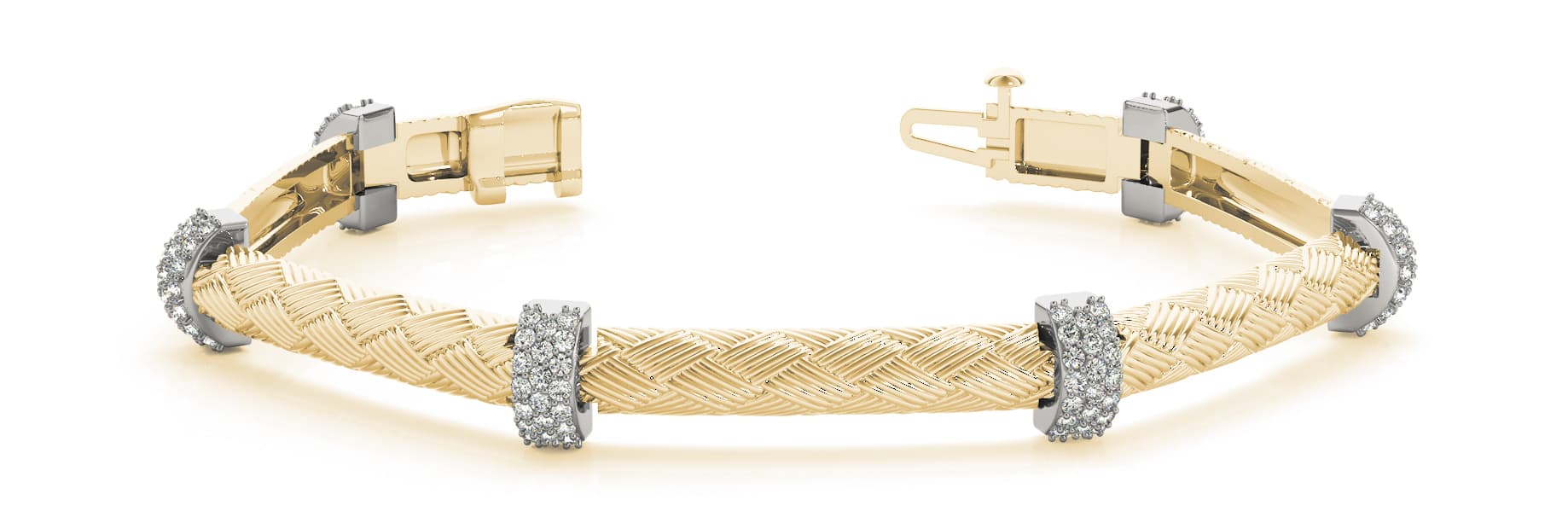 Cluster Loop Bar Link Bracelet (0.77 ct. tw.), Front view in yellow gold