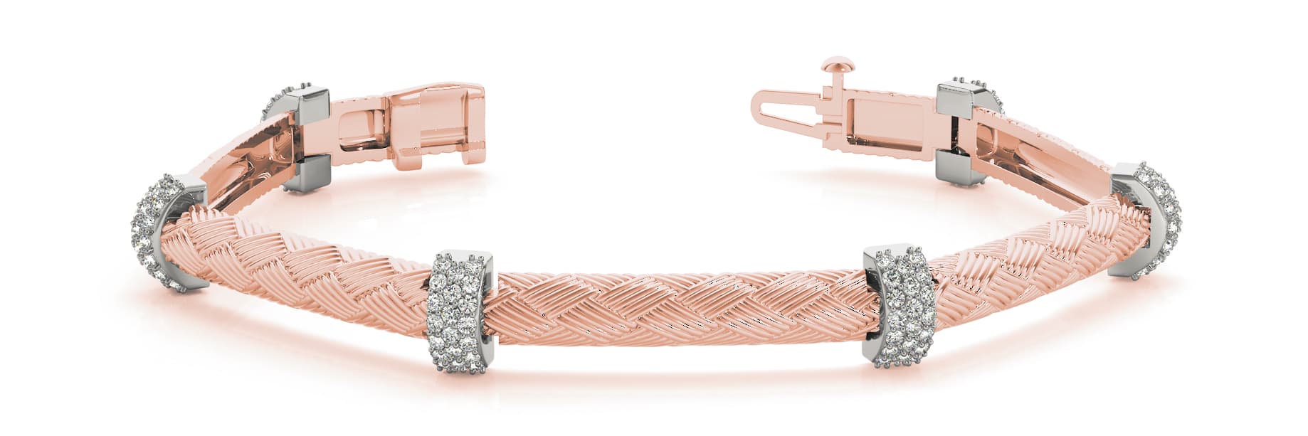 Cluster Loop Bar Link Bracelet (0.77 ct. tw.), Front view in rose gold