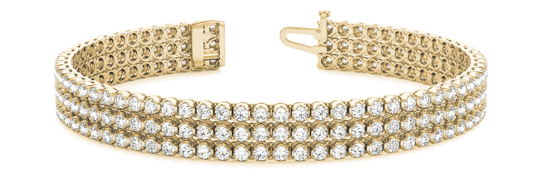 3-Row Tennis Bracelet (3.72 ct. tw.), Front view in yellow gold