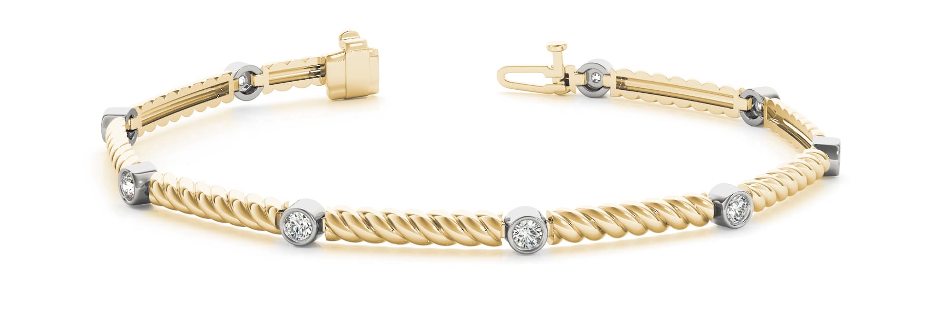 Single Stone Bezel Rope Link Bracelet (0.54 ct. tw.), Front view in yellow gold