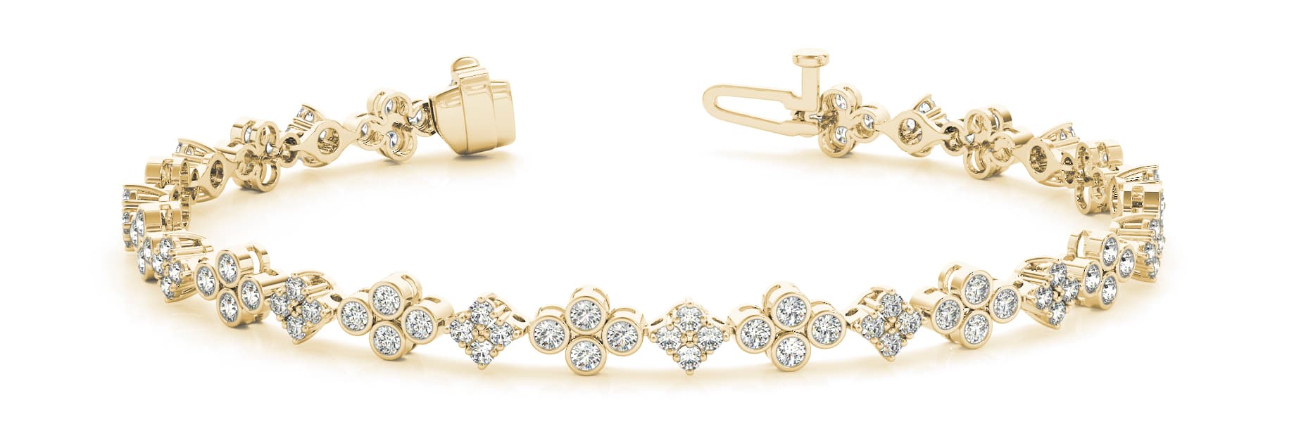 Bez And Prong Set Cluster Bracelet (1.4 ct. tw.), Front view in yellow gold