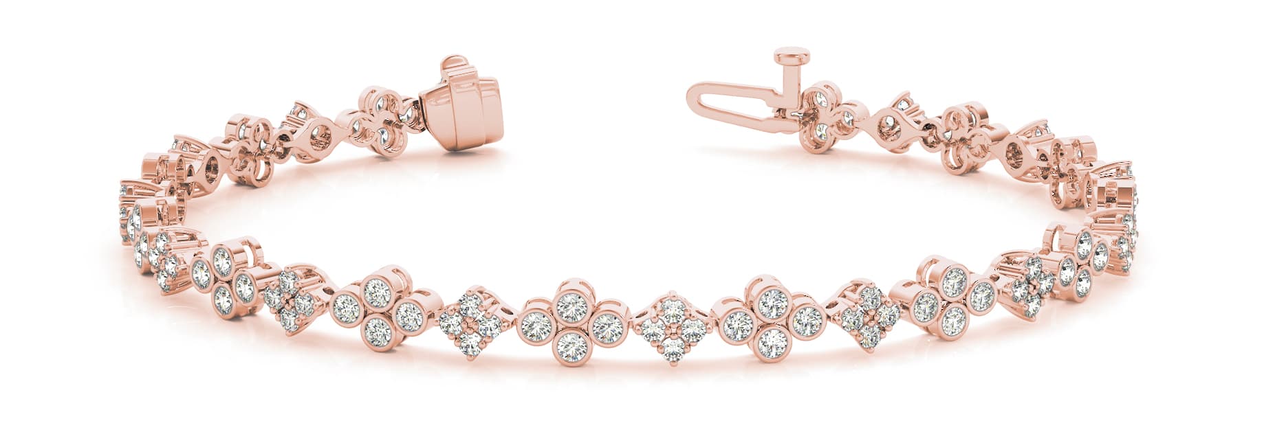 Bez And Prong Set Cluster Bracelet (1.4 ct. tw.), Front view in rose gold