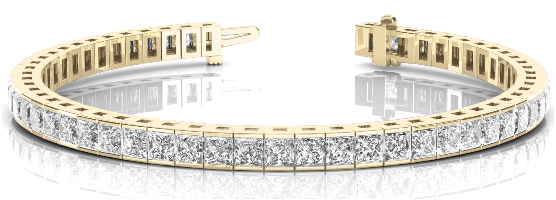 Square Channel In Line Bracelets (19 ct. tw.), Front view in yellow gold