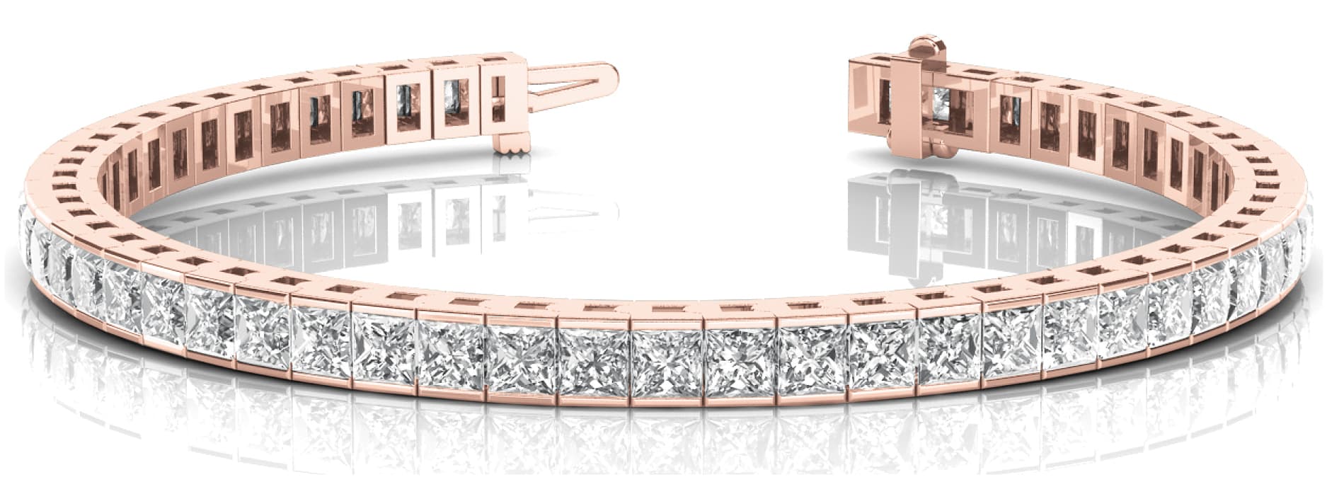 Square Channel In Line Bracelets (23 ct. tw.), Front view in rose gold