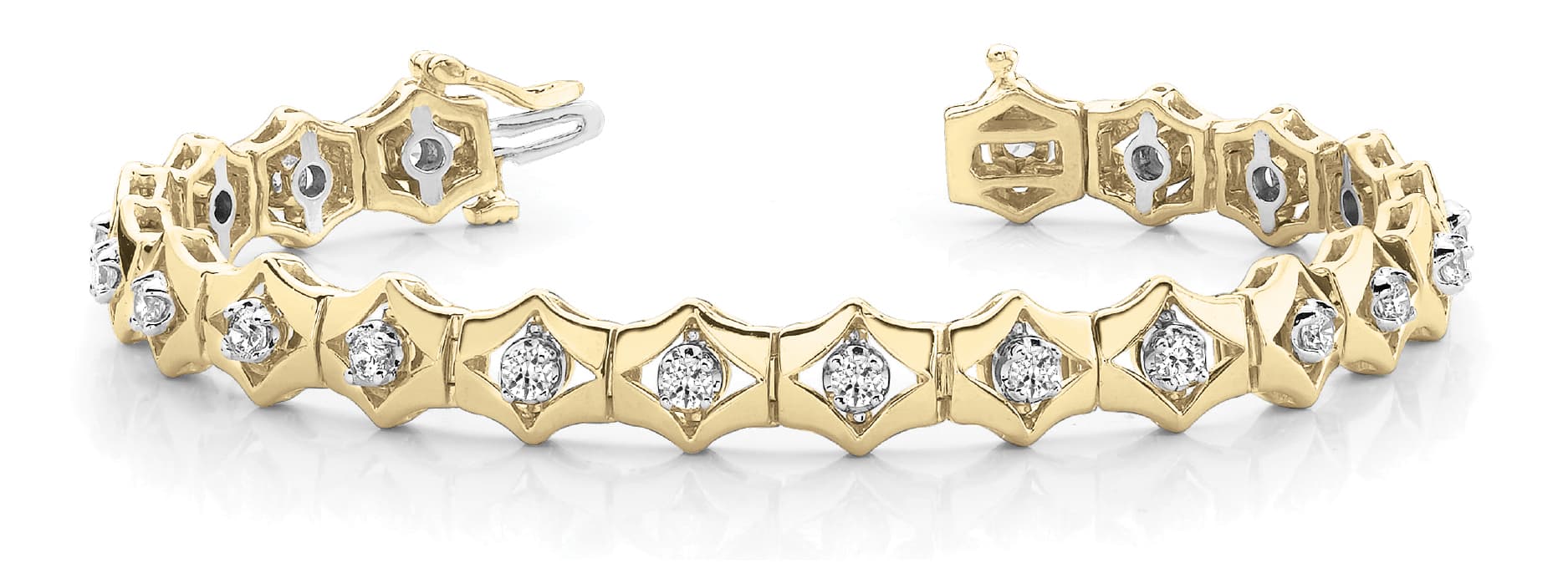Diamond Shape Link Bracelet (2 ct. tw.), Front view in yellow gold