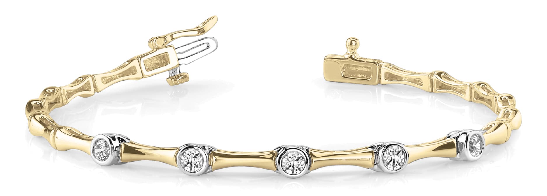 Bez Set/bar Link Bracelet (1/2 ct. tw.), Front view in yellow gold