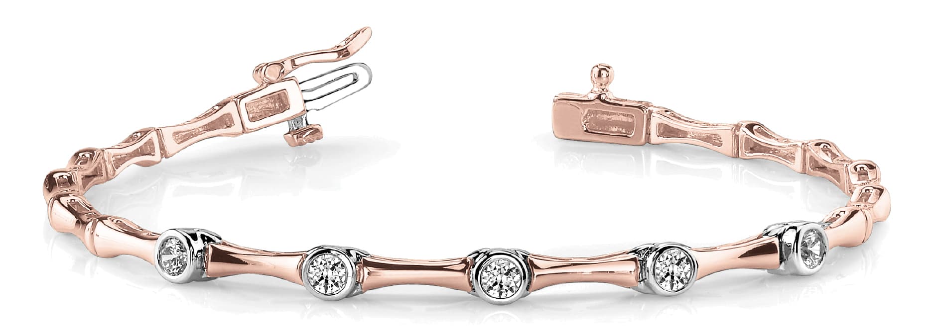 Bez Set/bar Link Bracelet (1/2 ct. tw.), Front view in rose gold