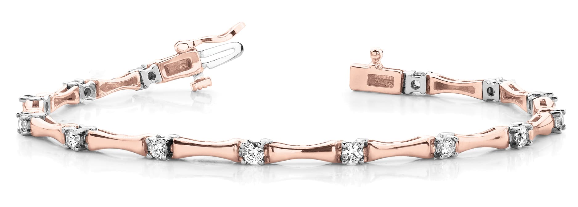 4 Prong/bar Link Bracelet (1 ct. tw.), Front view in rose gold