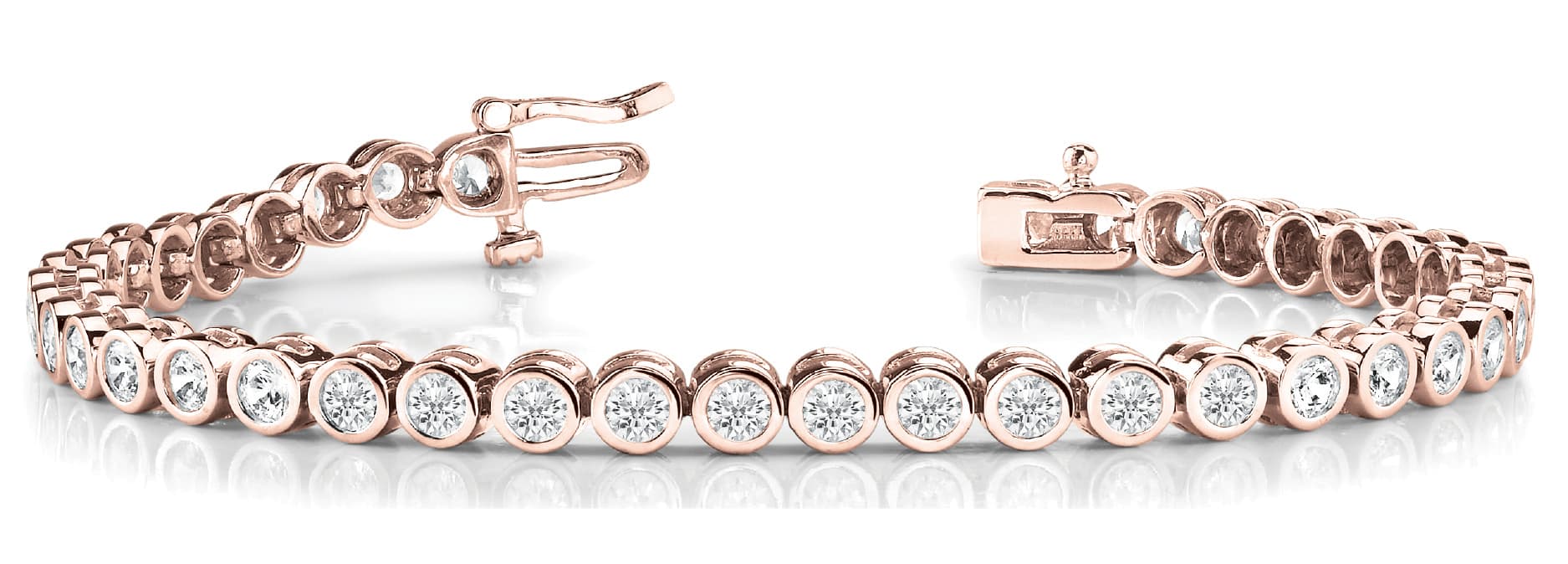 Bezel Set In Line Tennis Bracelet (8 ct. tw.), Front view in rose gold