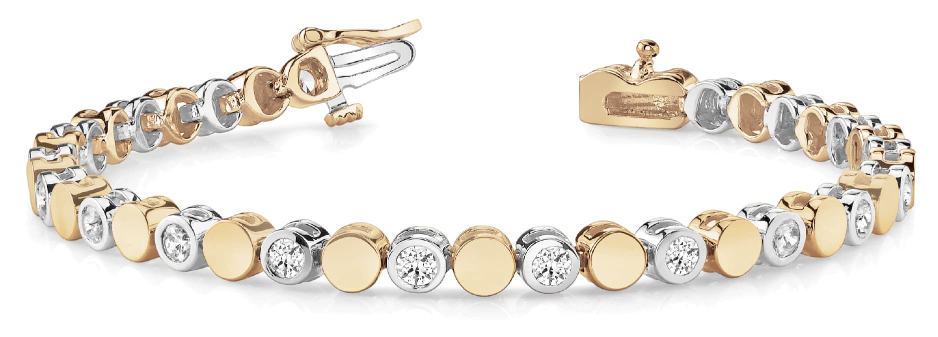 Bez/solid Round Link Bracelet (0.96 ct. tw.), Front view in yellow gold