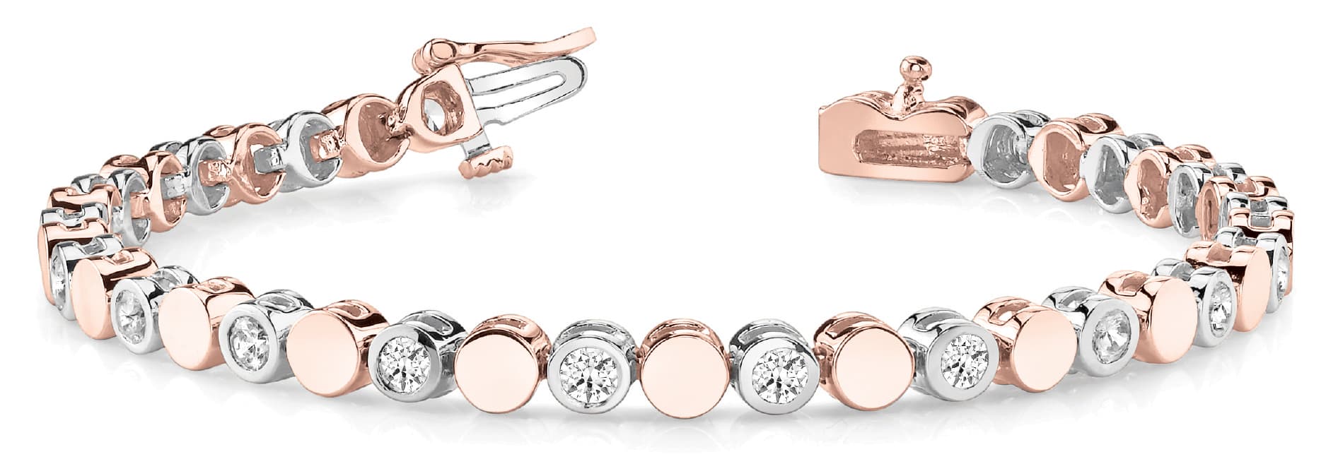 Bez/solid Round Link Bracelet (4 ct. tw.), Front view in rose gold
