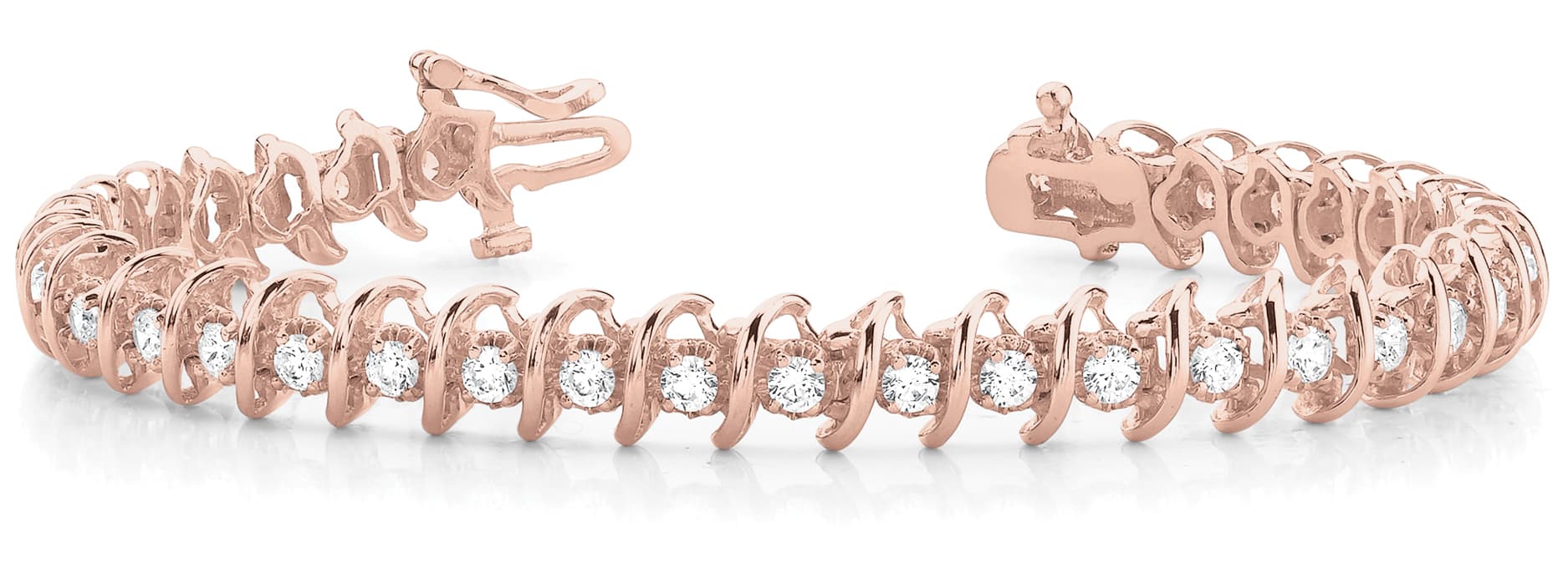 In Line S Link Bracelet (2 ct. tw.), Front view in rose gold