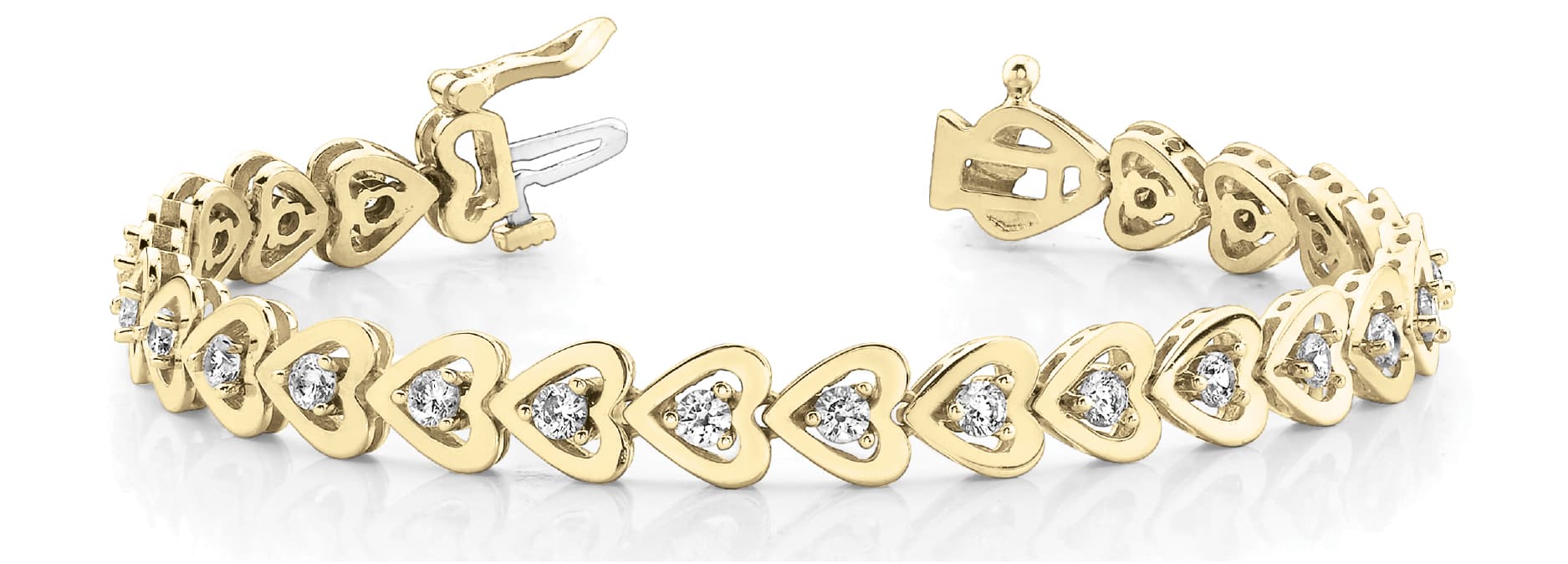 Add A Stone Heart Line Bracelet (1 ct. tw.), Front view in yellow gold