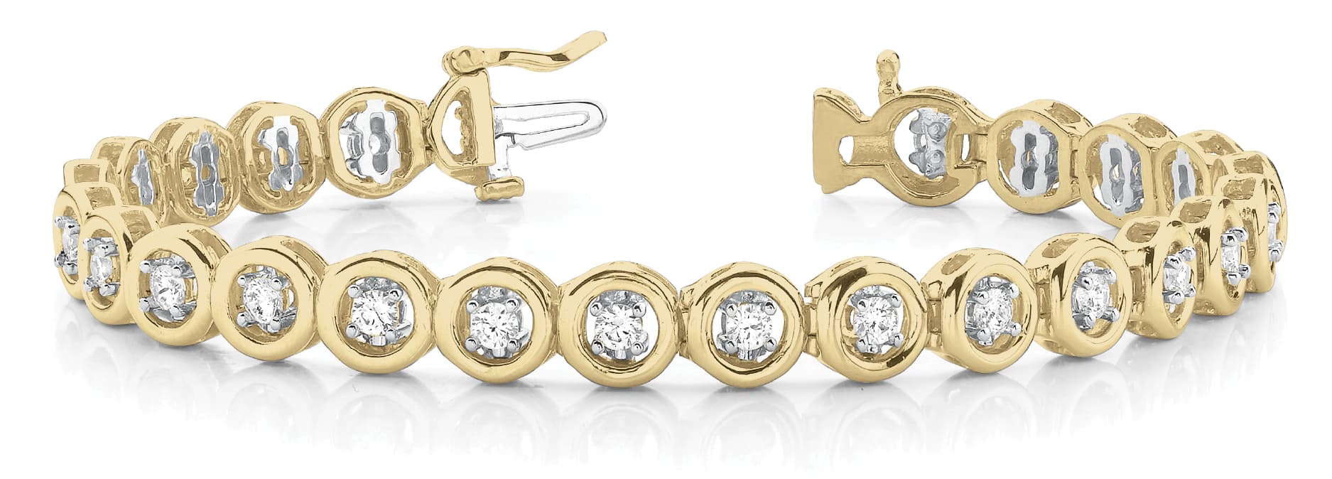 Add A Stone Round Line Bracelet (3 ct. tw.), Front view in yellow gold