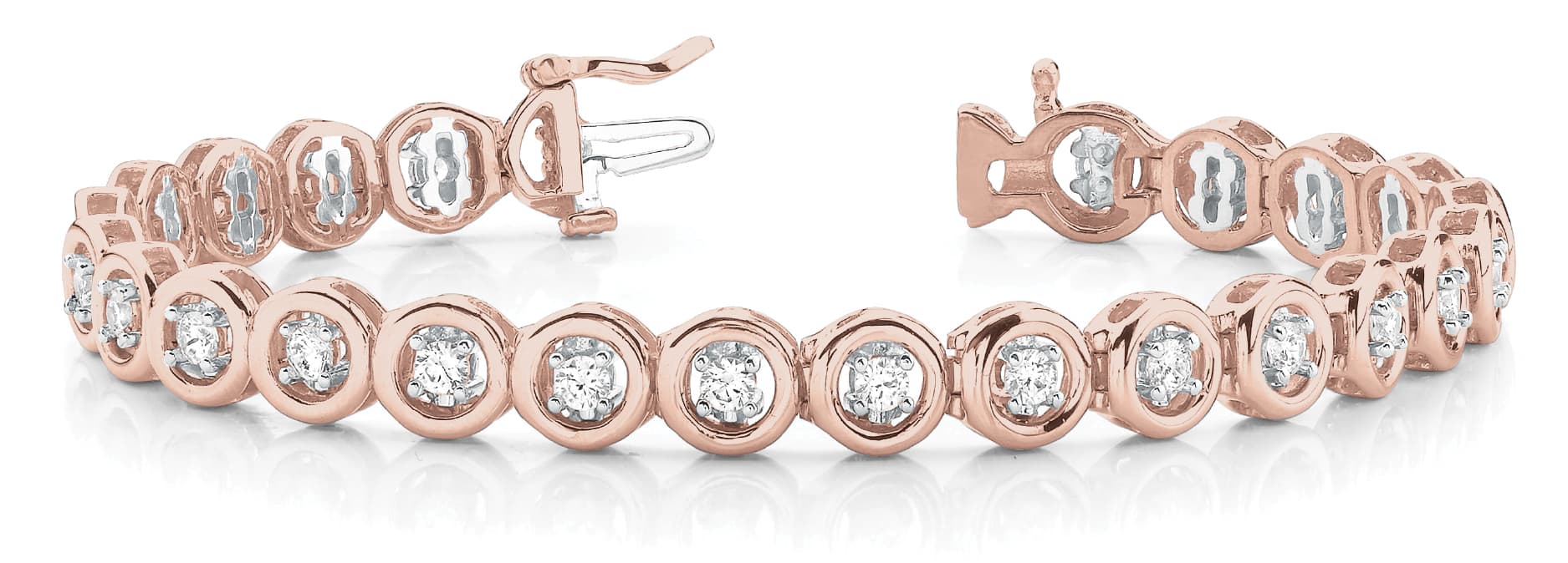 Add A Stone Round Line Bracelet (3 ct. tw.), Front view in rose gold