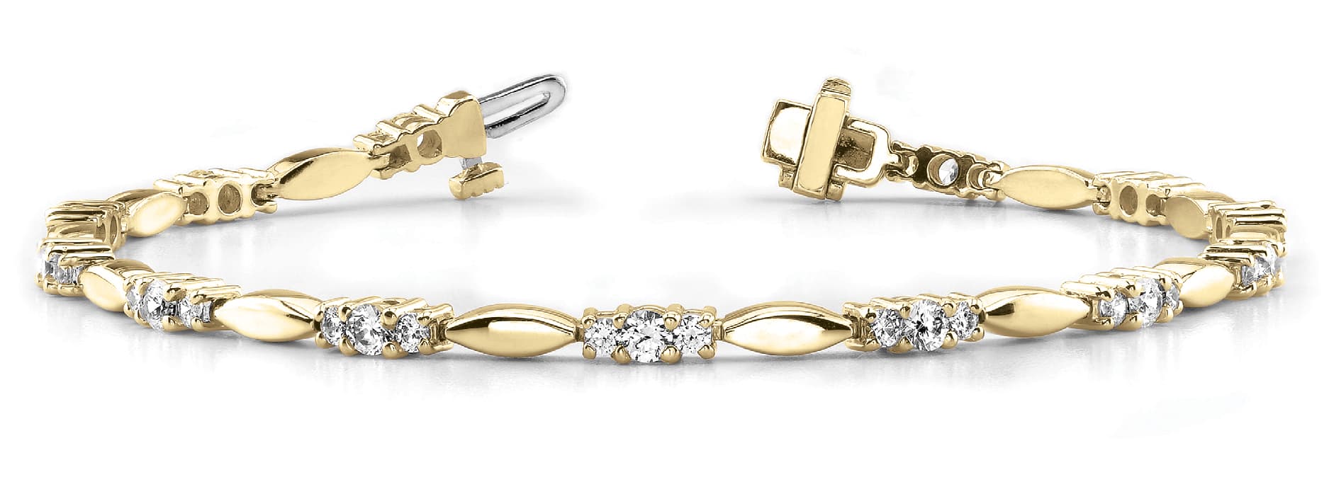 Solid Marquise Link Bracelet (2 ct. tw.), Front view in yellow gold