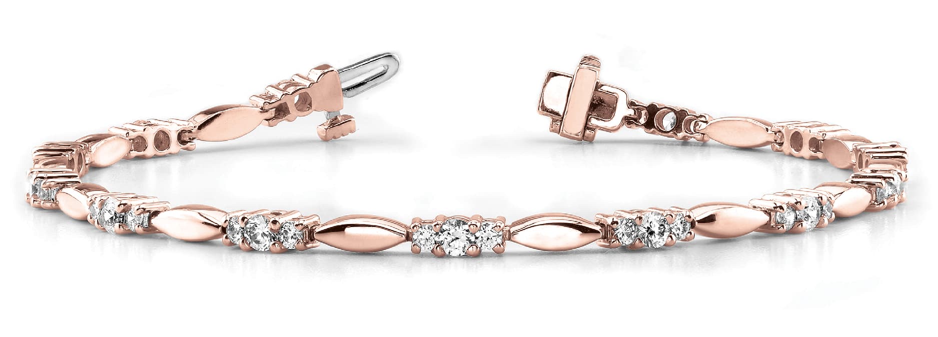 Solid Marquise Link Bracelet (1 ct. tw.), Front view in rose gold