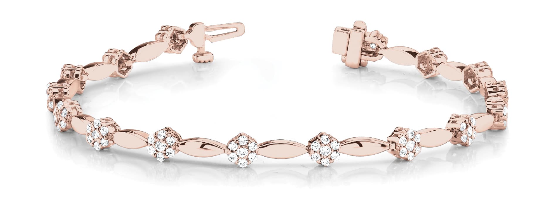 Cluster/solid Mq Link Bracelet (2.1 ct. tw.), Front view in rose gold