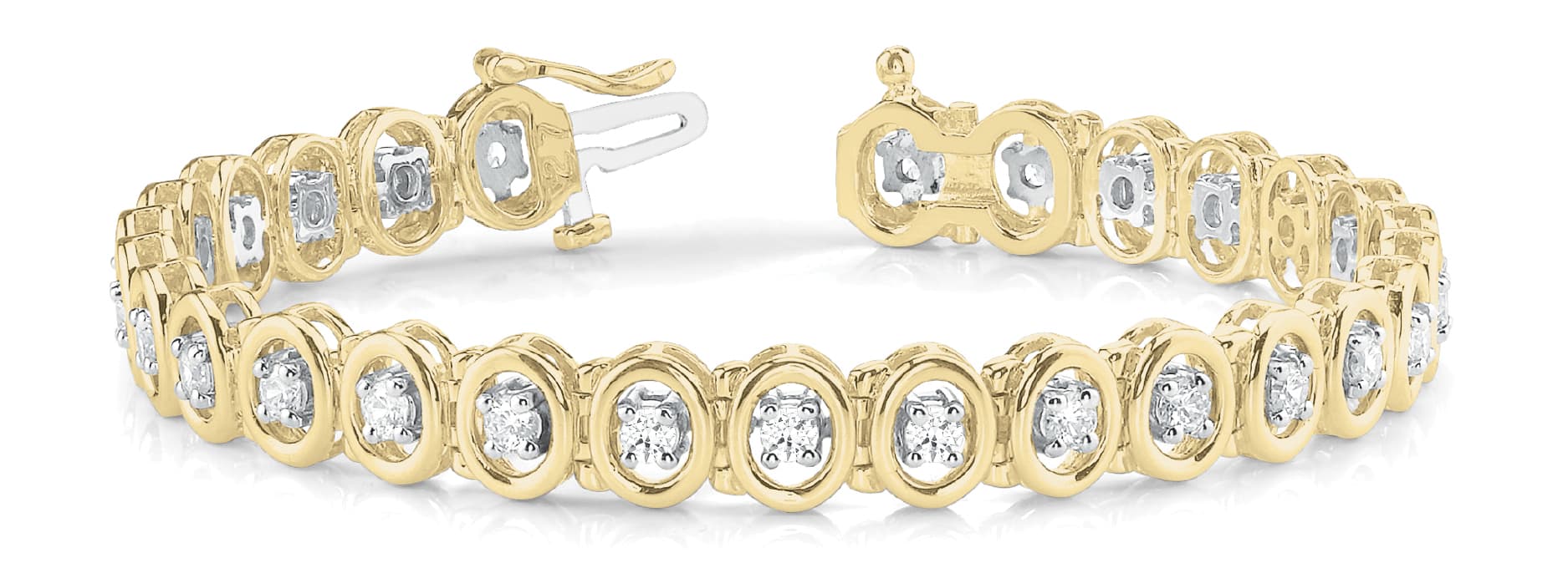 Add A Stone Oval Line Bracelet (1 3/4 ct. tw.), Front view in yellow gold