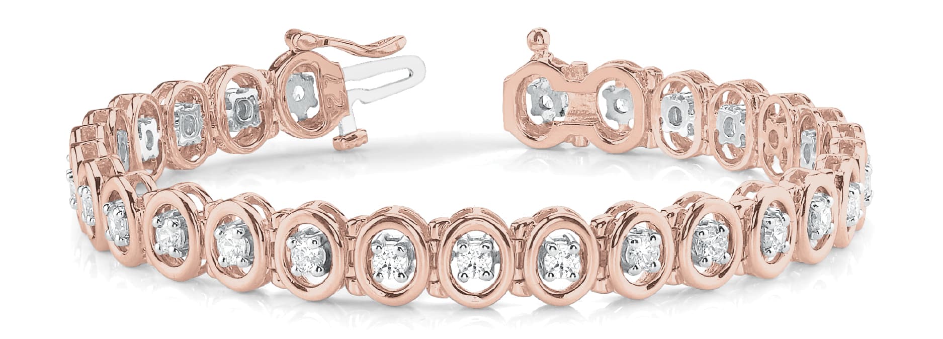 Add A Stone Oval Line Bracelet (1 3/4 ct. tw.), Front view in rose gold