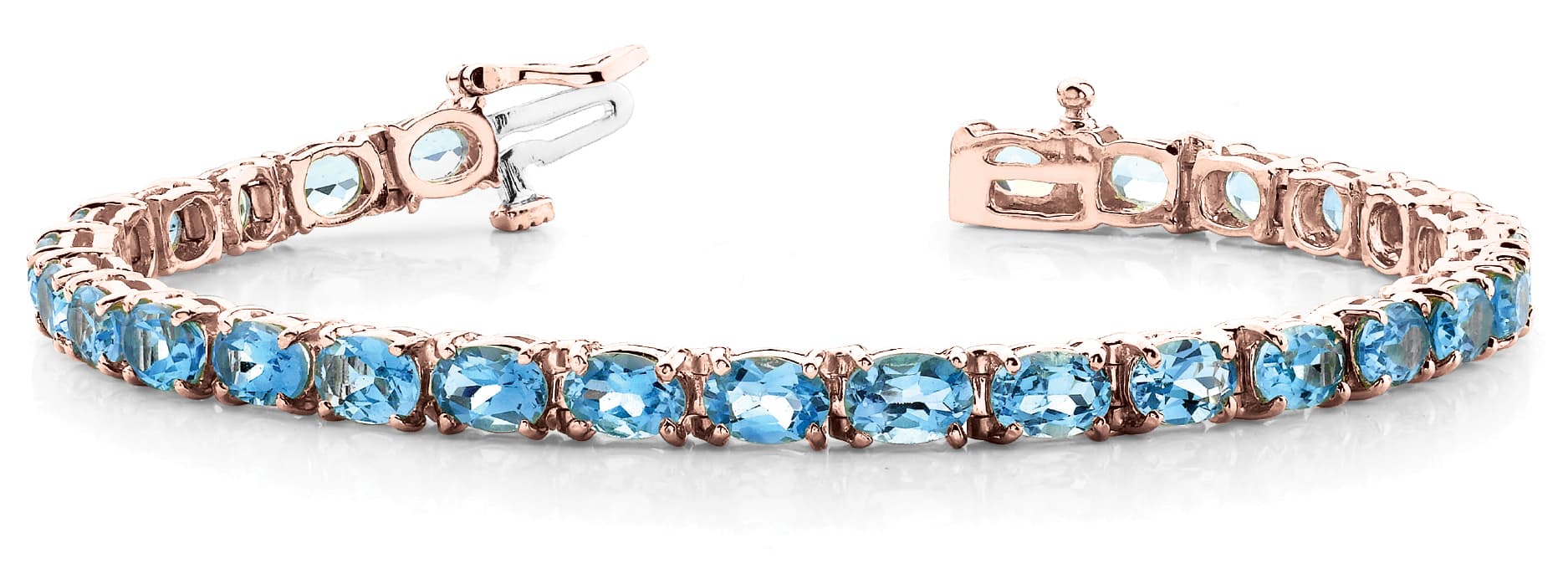 Oval In Line Tennis Bracelet, Front view in rose gold