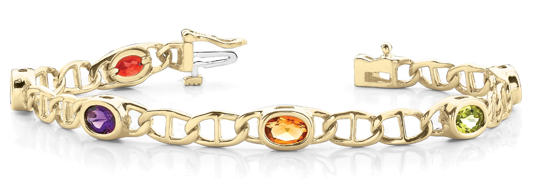 Oval Interlock Link Bracelet, Front view in yellow gold