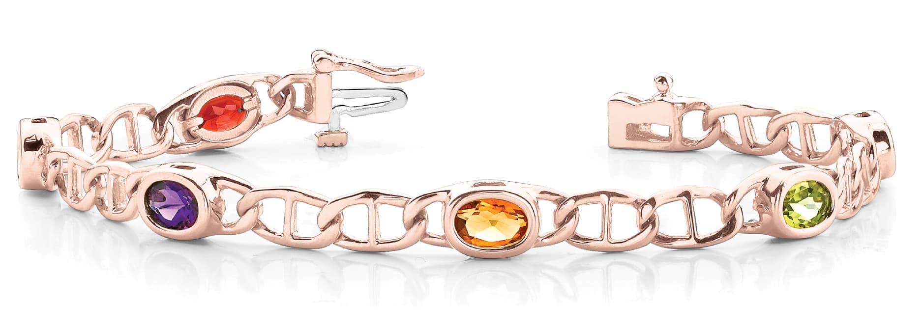 Oval Interlock Link Bracelet, Front view in rose gold