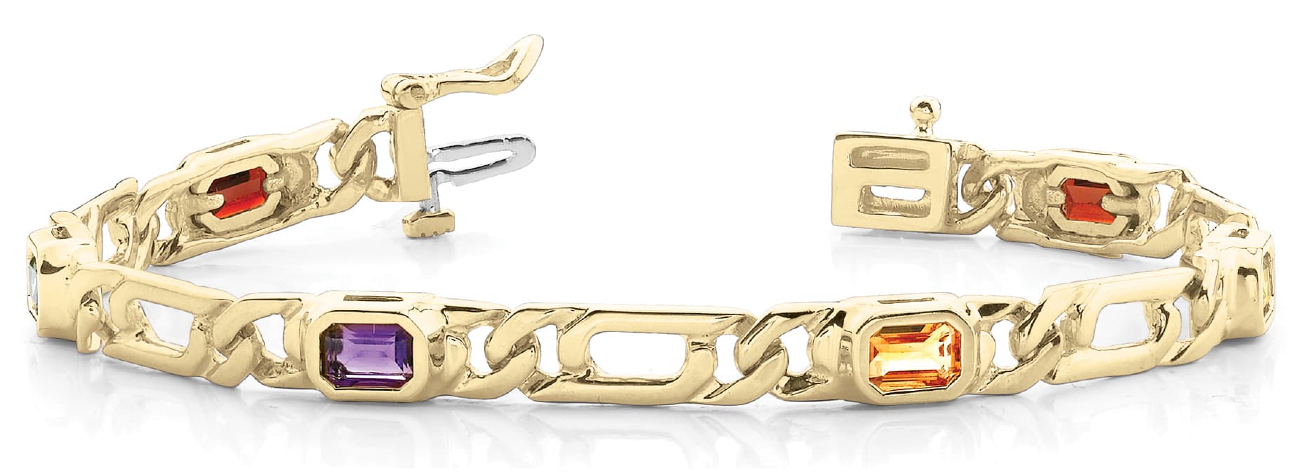 6 Ec/interlock Link Bracelet, Front view in yellow gold