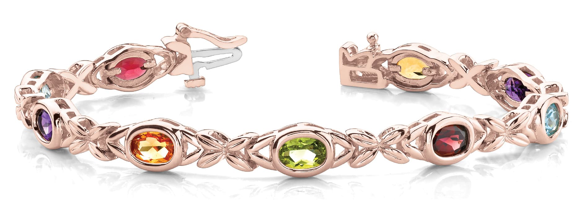Oval/leaf Link Bracelet, Front view in rose gold