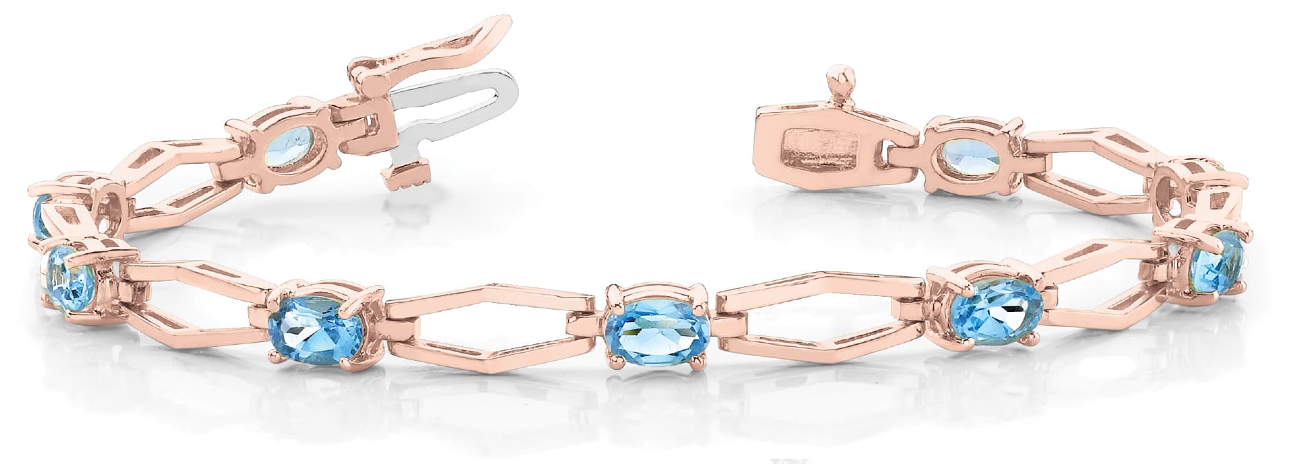 Oval/open Hexagon Link Bracelet — 7X5 MM, Front view in rose gold