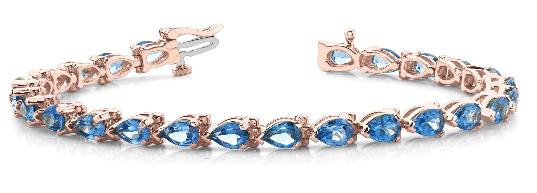 Pear Stone In Line Bracelet, Front view in rose gold