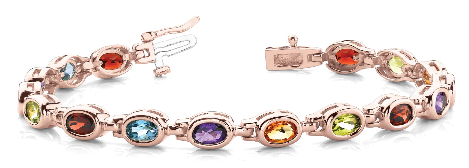 Bezel Oval Link Bracelet, Front view in rose gold