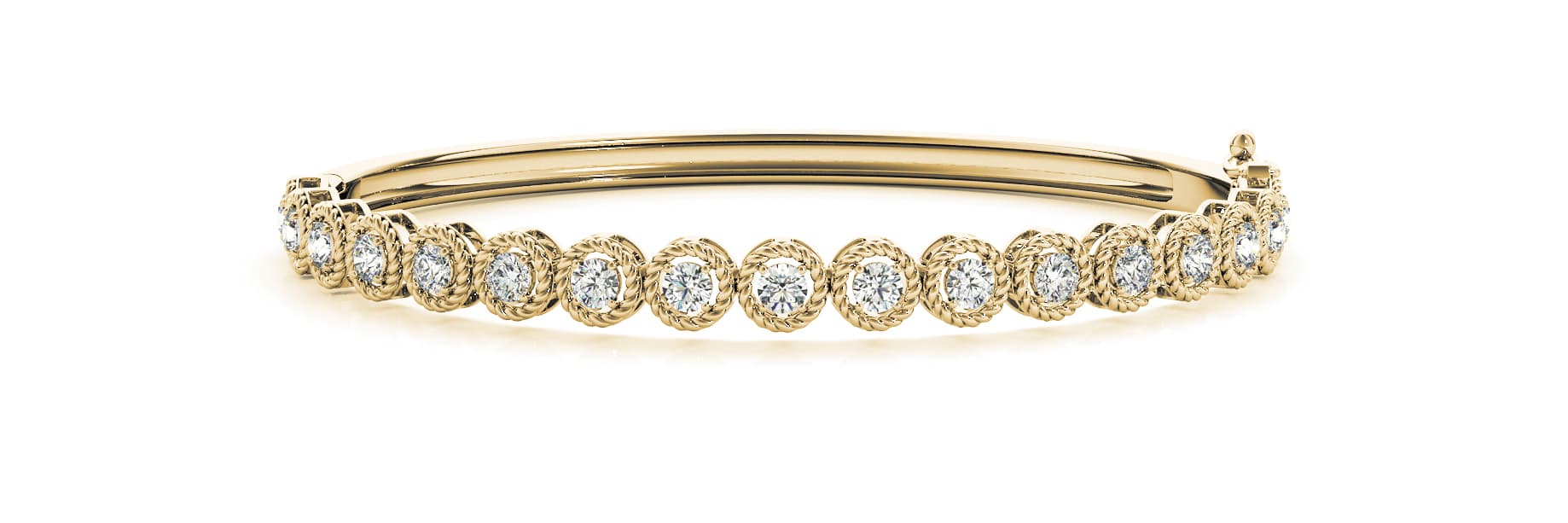 Hinged Rope/dia Bangle (2 ct. tw.), Front view in yellow gold