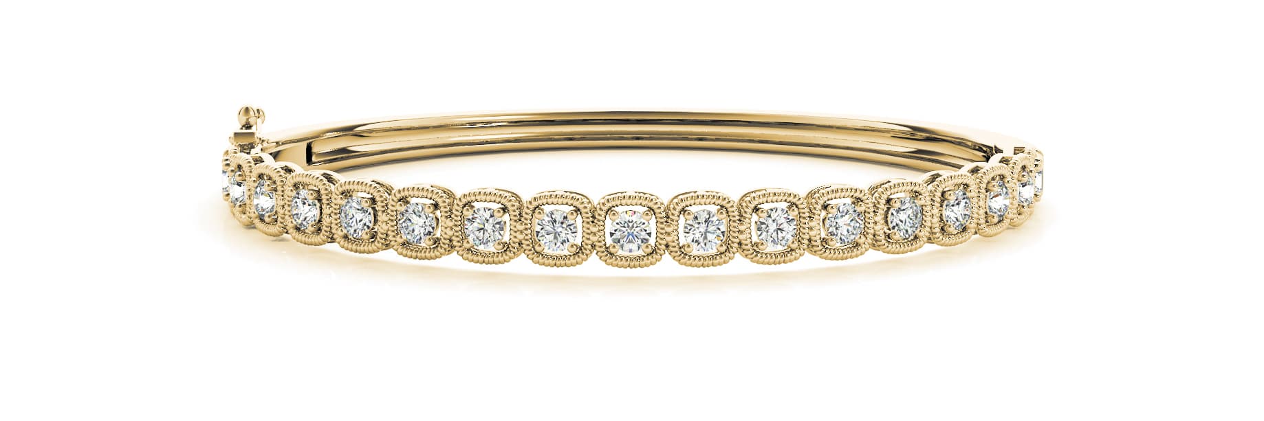 Hinged Rope/dia Bangle (2 ct. tw.), Front view in yellow gold