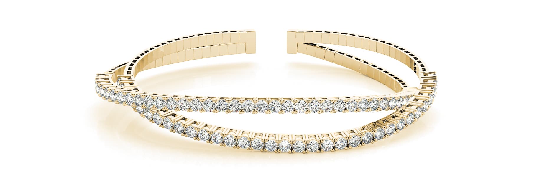 Double Cross Over Cuff (3.2 ct. tw.), Front view in yellow gold
