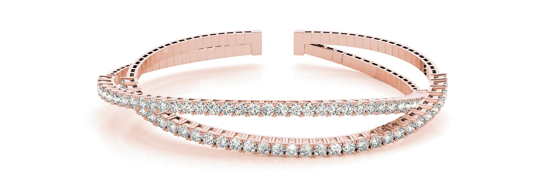 Double Cross Over Cuff (3.2 ct. tw.), Front view in rose gold