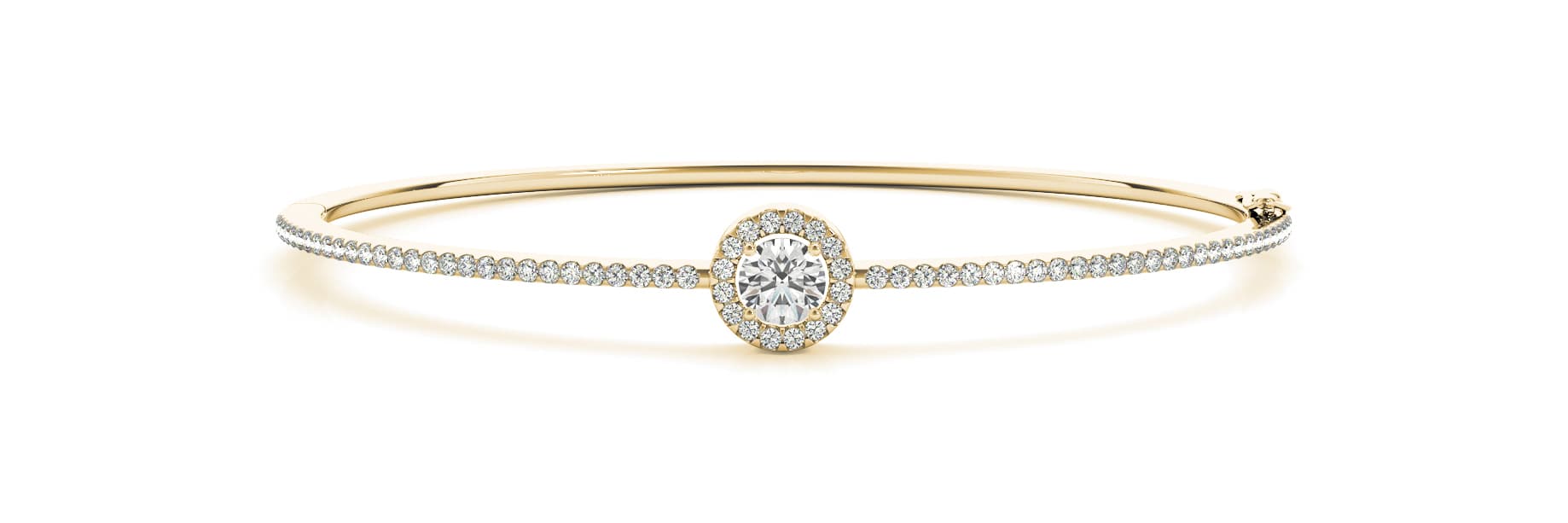 Bezel Set Round Halo Bangle (2/3 ct. tw.), Front view in yellow gold