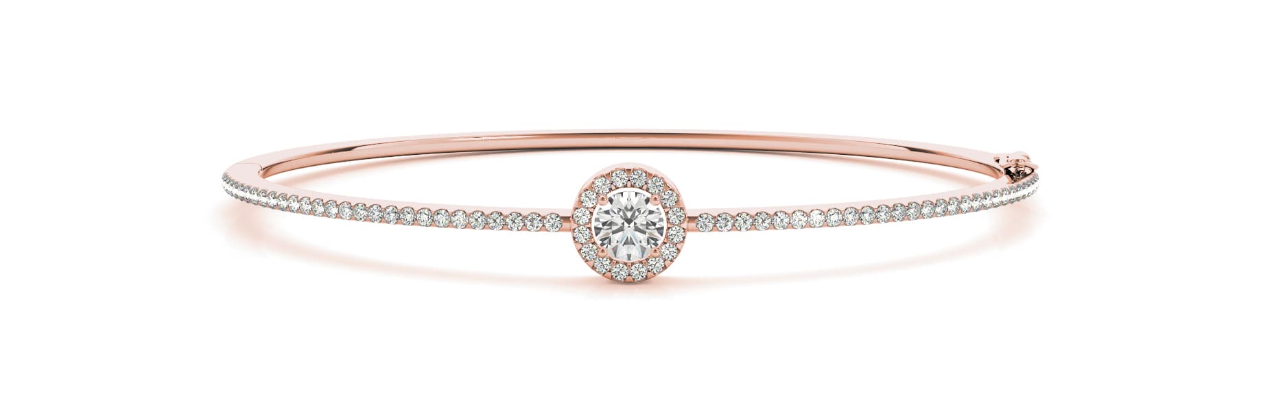 Bezel Set Round Halo Bangle (2/3 ct. tw.), Front view in rose gold
