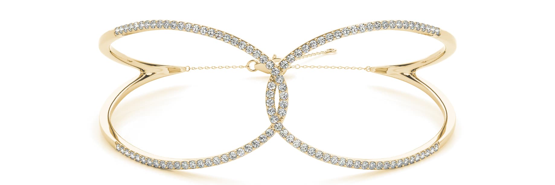 Fashion Interlocking Cuff (5/8 ct. tw.), Front view in yellow gold