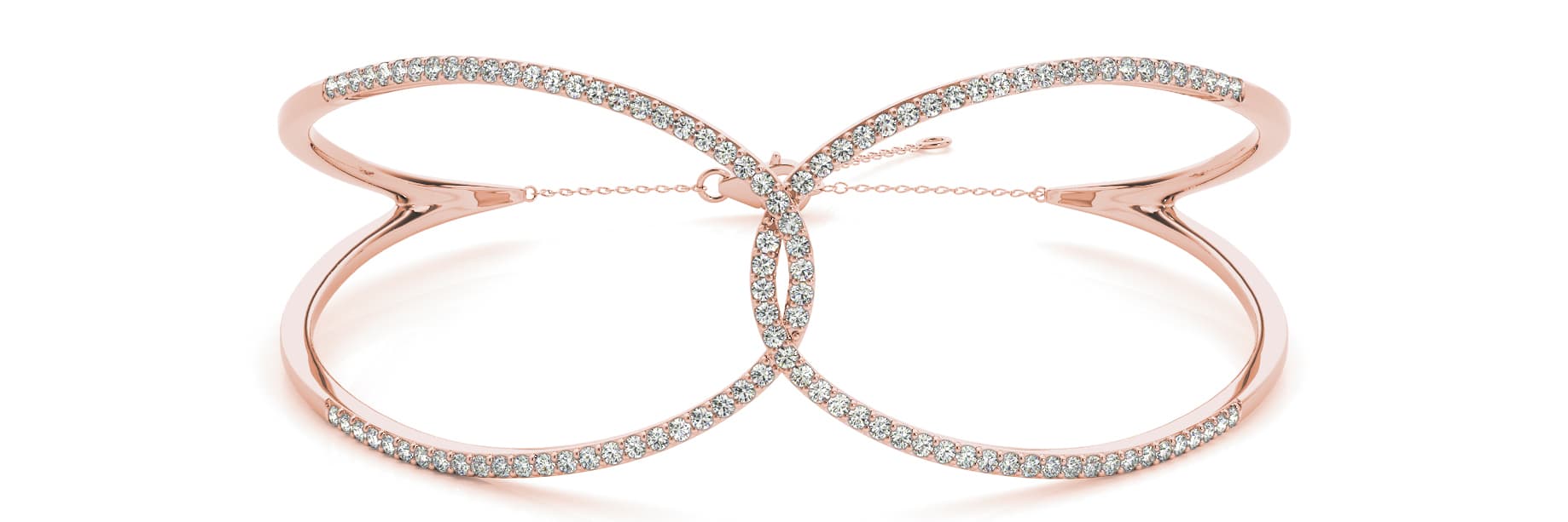 Fashion Interlocking Cuff (5/8 ct. tw.), Front view in rose gold