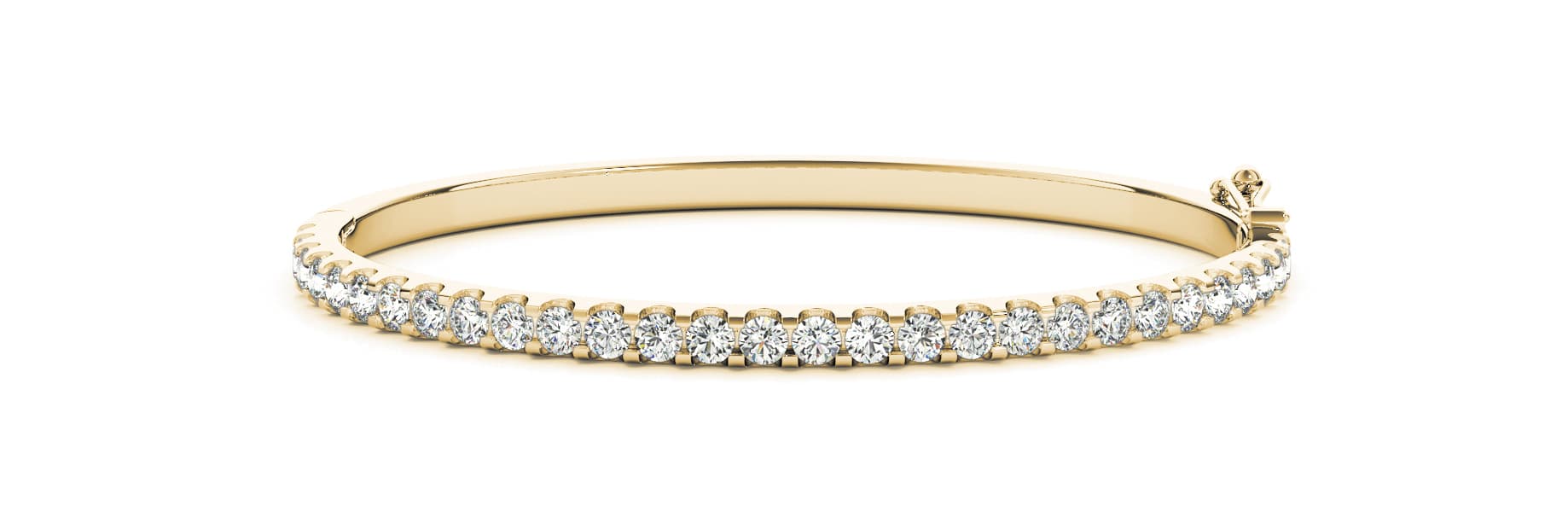 Hinged Straight Line Bangle (4 ct. tw.), Front view in yellow gold