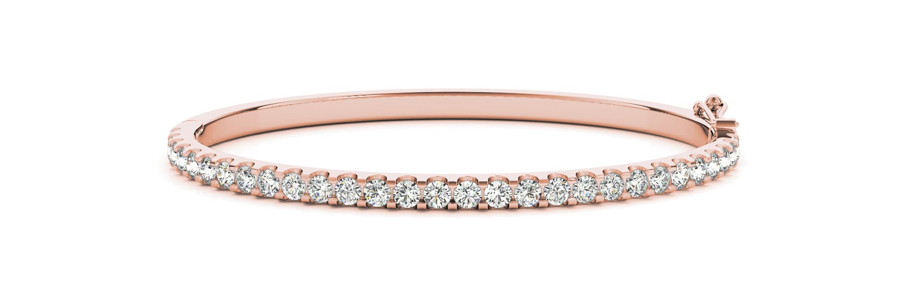 Hinged Straight Line Bangle (3 ct. tw.), Front view in rose gold
