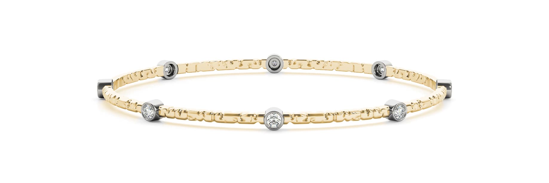 8 Station Bez Slip On Bangle (3/4 ct. tw.), Front view in yellow gold