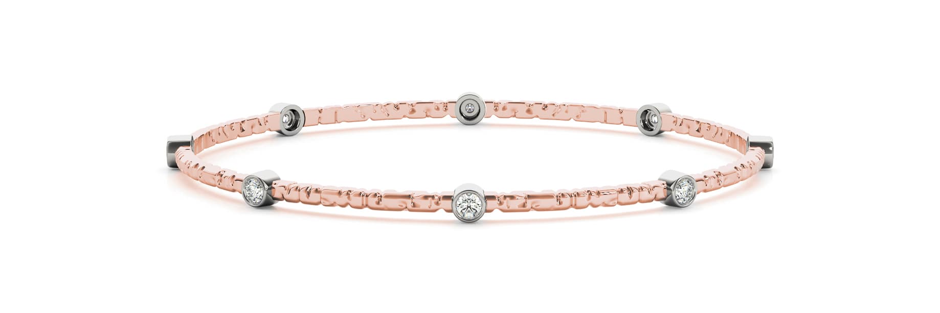 8 Station Bez Slip On Bangle (1/4 ct. tw.), Front view in rose gold