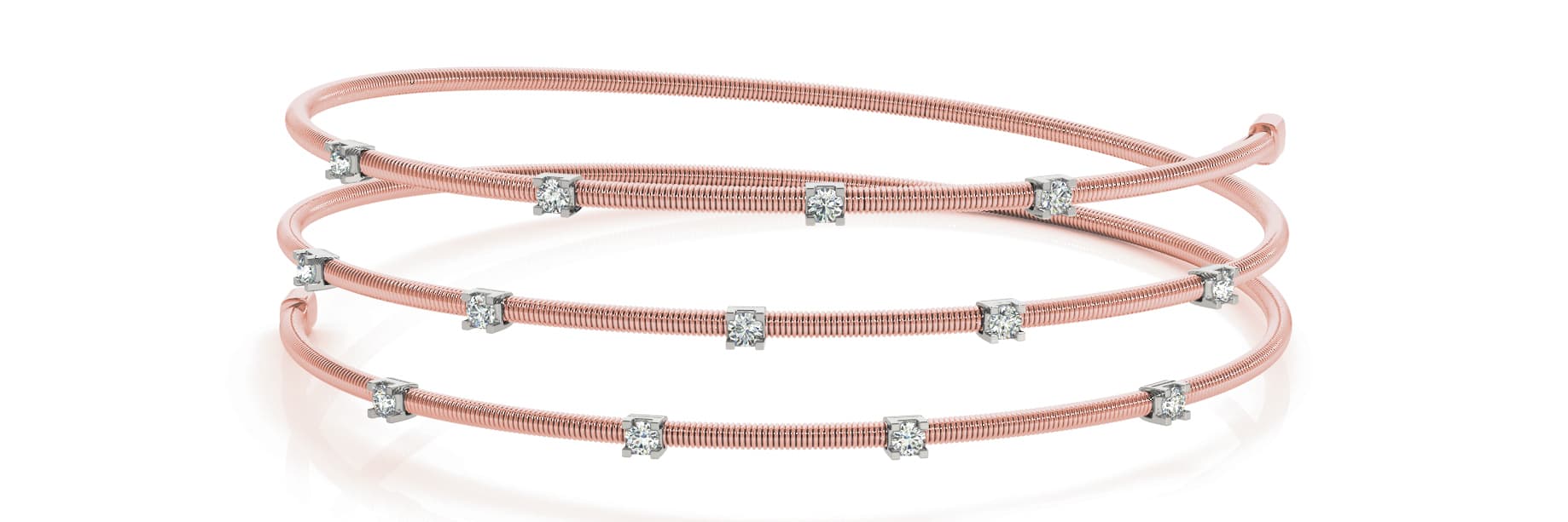 Multi-Row Spiral Bangles (1/3 ct. tw.), Front view in rose gold