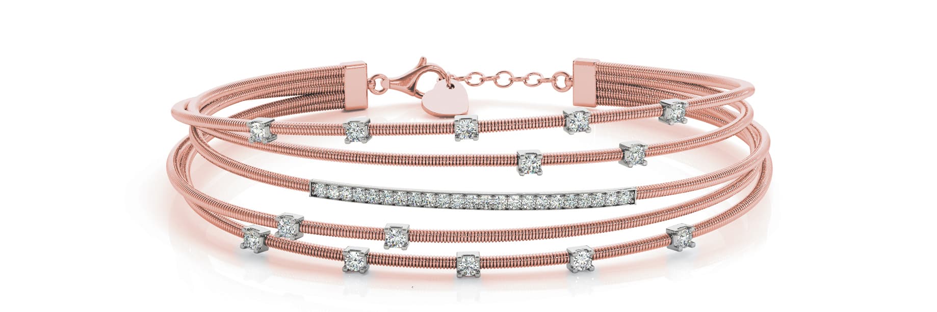 Multi-Row Flexible Bangle (5/8 ct. tw.), Front view in rose gold
