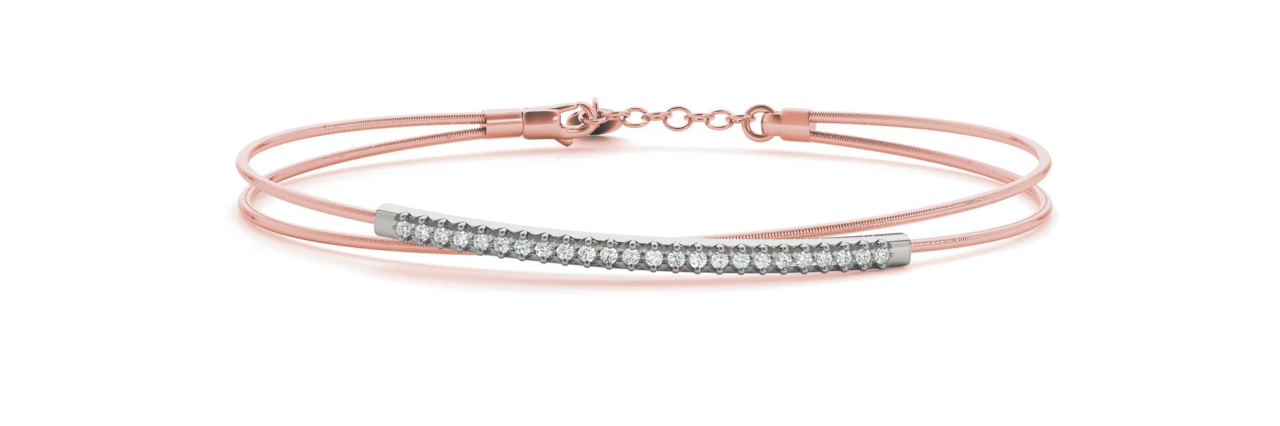 Flexible Cross Over Bangles (1/8 ct. tw.), Front view in rose gold