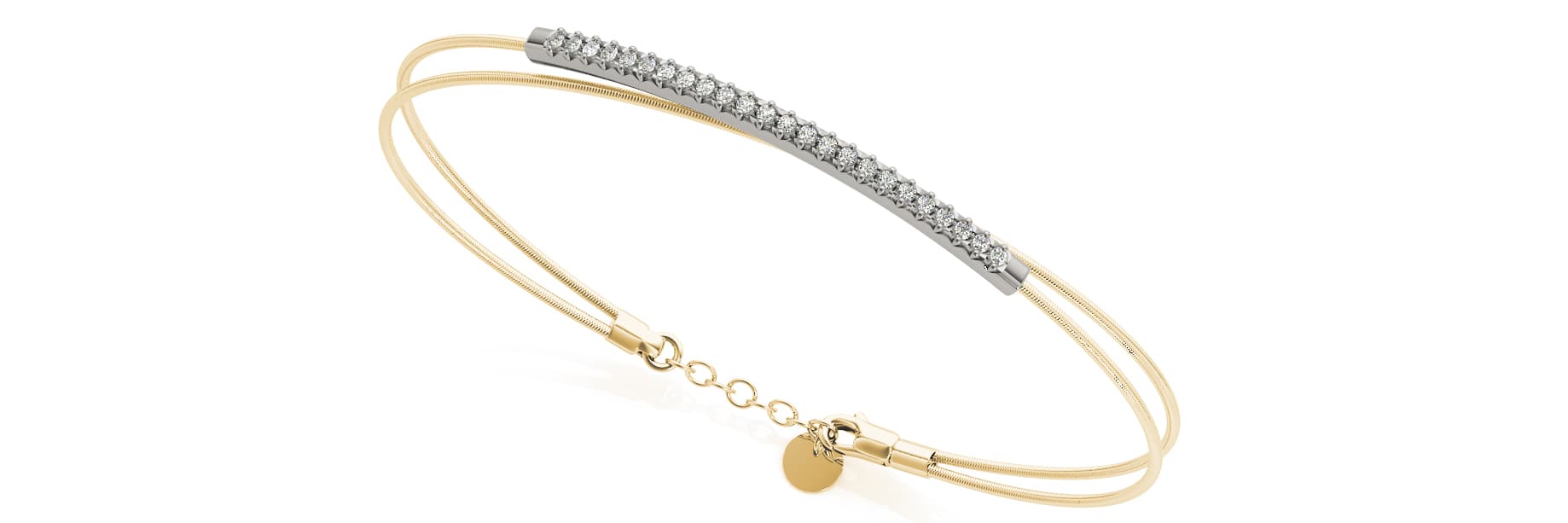 Flexible Cross Over Bangles (1/8 ct. tw.), Top view in yellow gold