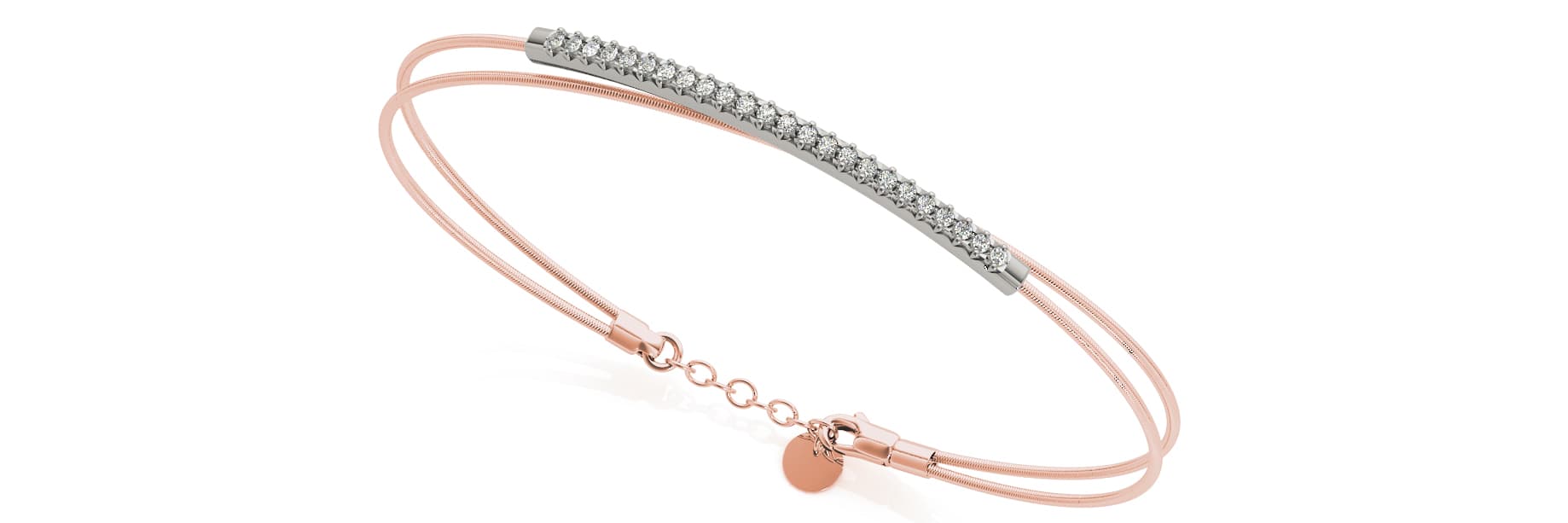Flexible Cross Over Bangles (1/8 ct. tw.), Top view in rose gold